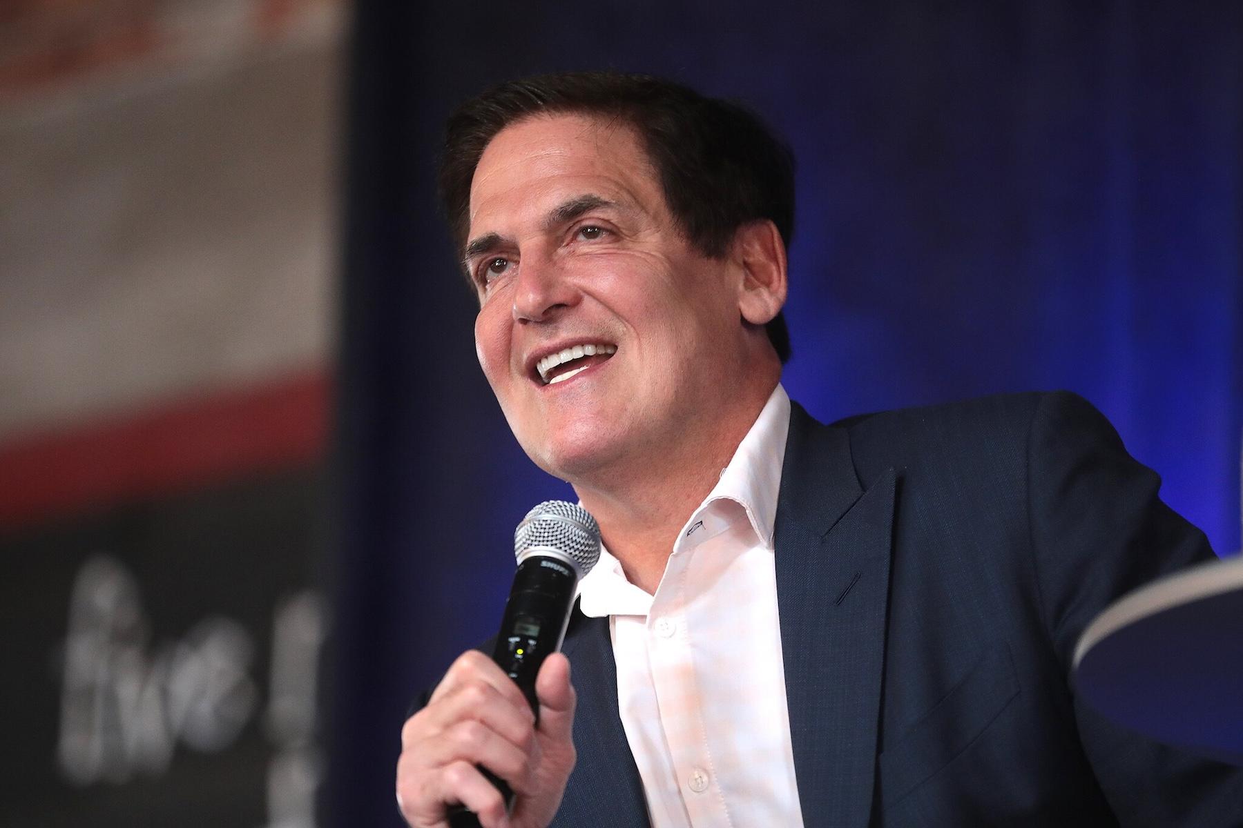 A photo of Mark Cuban speaking at a conference